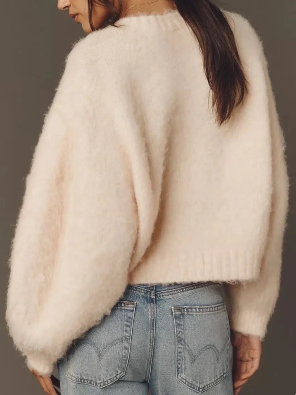 Pilcro Fuzzy Cropped Cardigan in Soft Blush - NWT - Picture 3 of 4